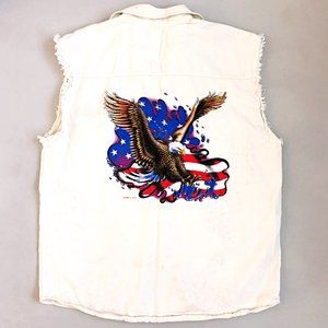 Biker Design Mens Grunge Bald Eagle America Shirt